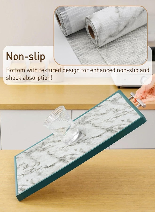 MelunMer Drawer Shelf Liners for Kitchen Cabinets Non-Adhesive 12in X 23.62Ft, Strong Grip Non Slip Bathroom Cupboard Liner Drawers, Shelf Paper Thick Easy to Clean Waterproof/Washable Mat Grey Marble - Image 2